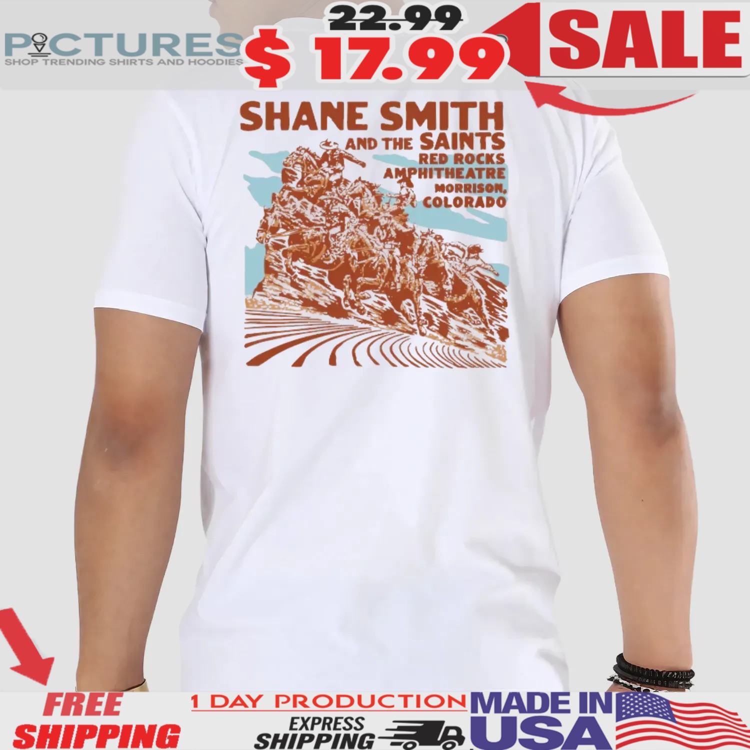 Shane Smith And The Saints Red Rocks Amphitheatre Morrison Colorado T Shirt Back