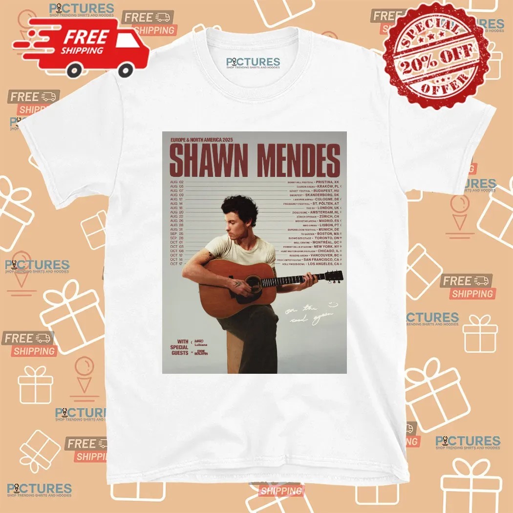 Shawn Mendes 2025 European And North American Tour Dates T Shirt