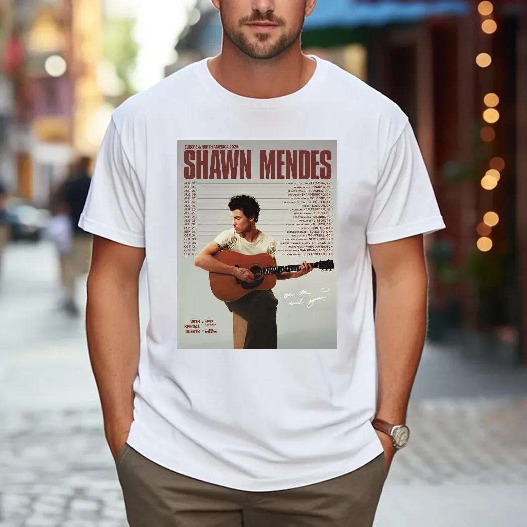 Shawn Mendes 2025 European And North American Tour Dates T Shirt