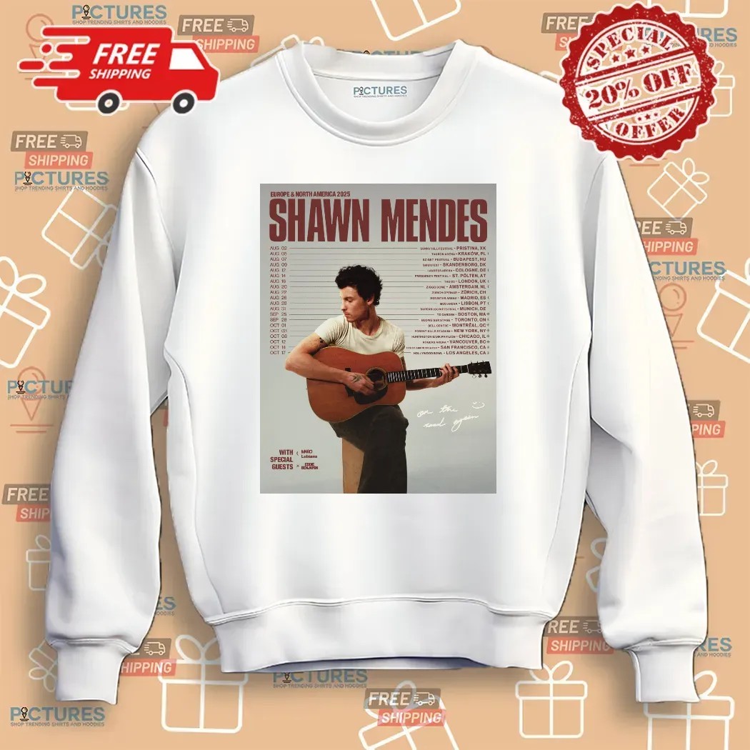 Shawn Mendes 2025 European And North American Tour Dates T Shirt