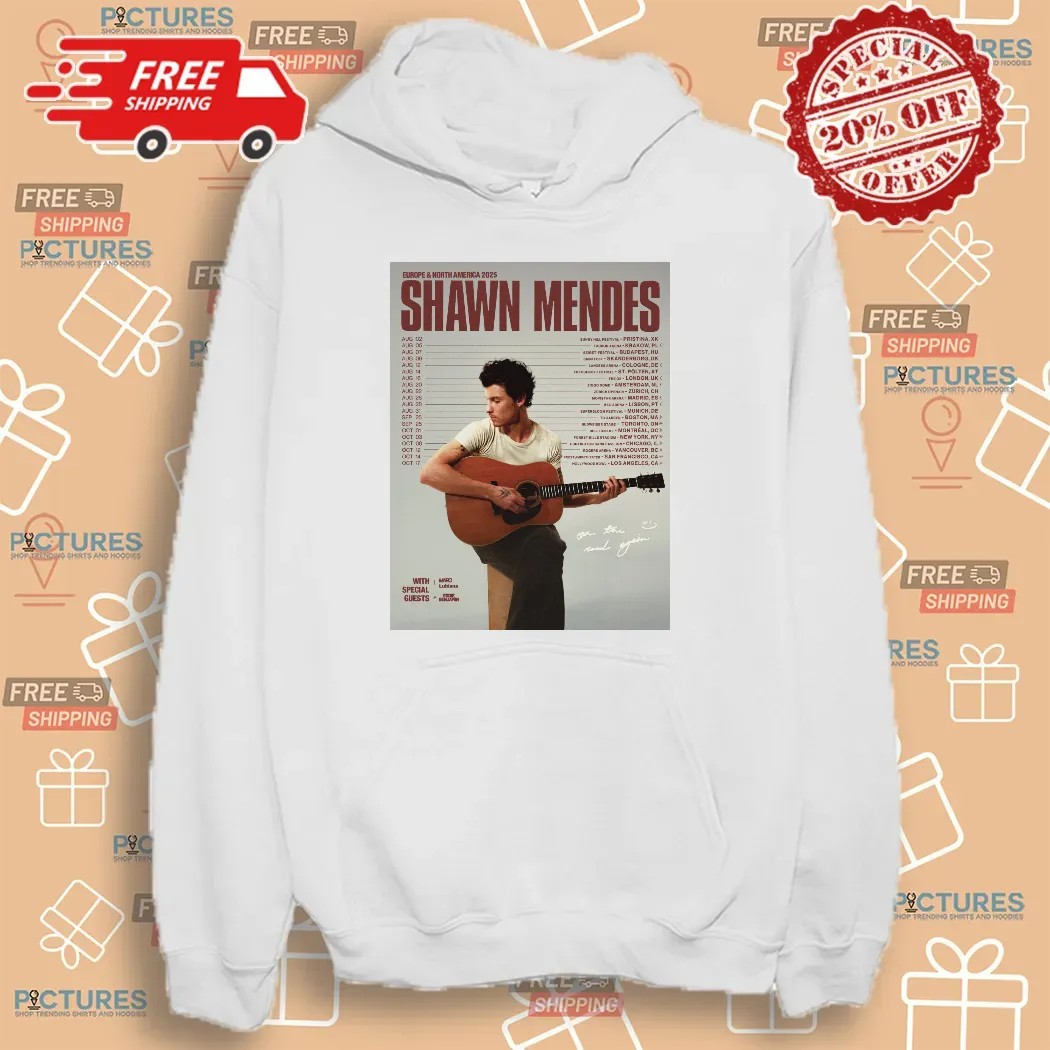 Shawn Mendes 2025 European And North American Tour Dates T Shirt