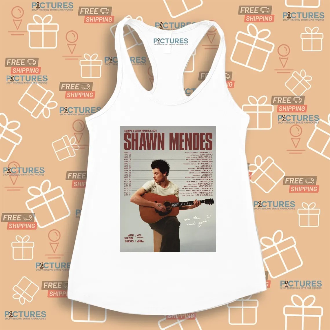 Shawn Mendes 2025 European And North American Tour Dates T Shirt