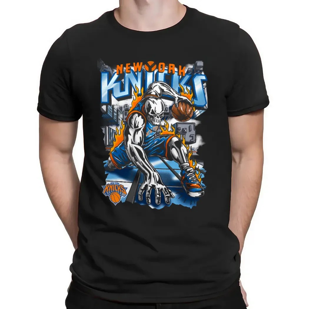 Skeleton Knicks Sky New York Knicks NBA Playoffs 2025 T Shirt