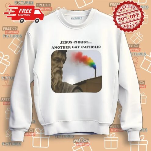 Smoke for the Conclave Jesus Christ Another Gay Catholic Rainbow Vatican Chimney Gag Shirt