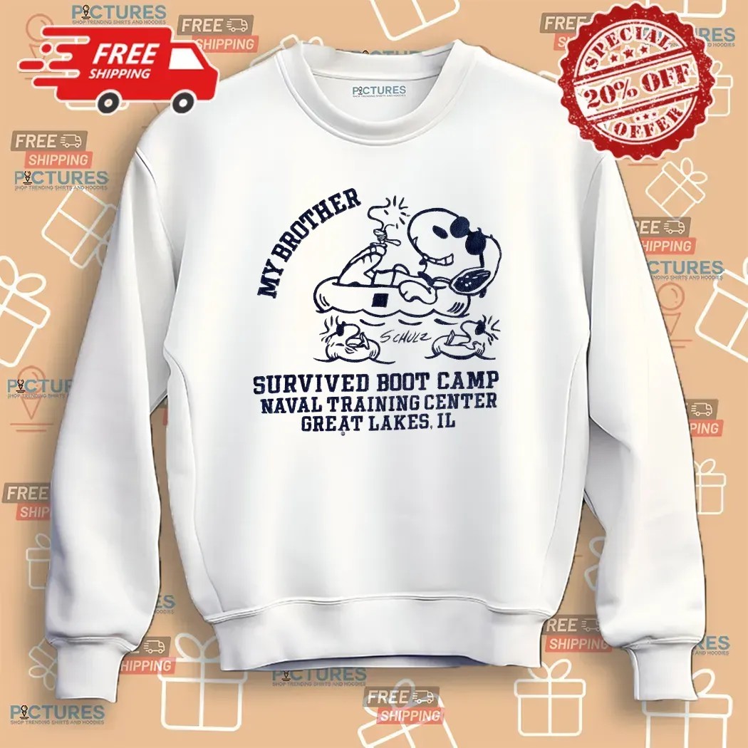 Snoopy And Woodstock My Brother Survived Boot Camp Naval Training Center Great Lake Il T Shirt
