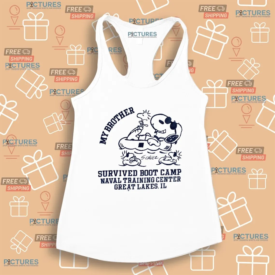 Snoopy And Woodstock My Brother Survived Boot Camp Naval Training Center Great Lake Il T Shirt