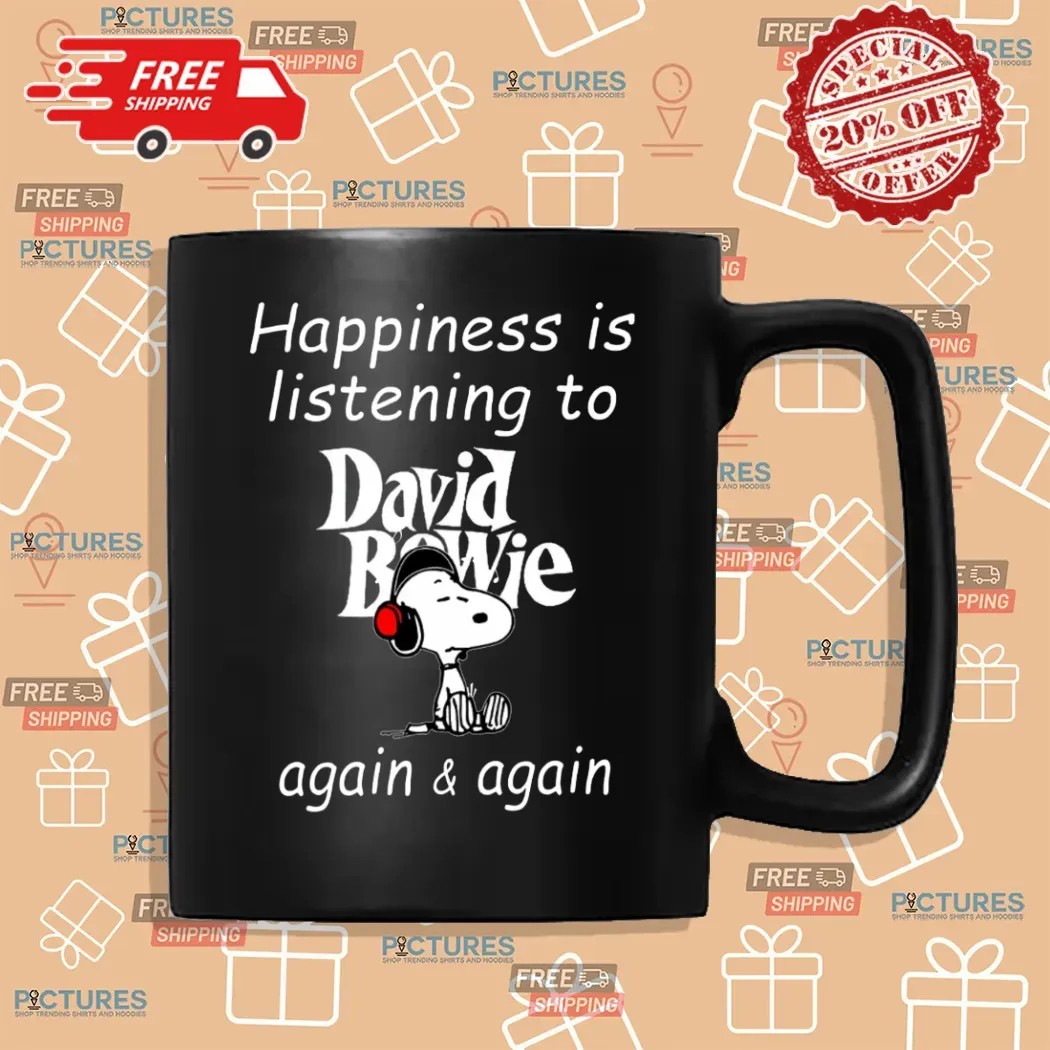 Snoopy Happiness Is Listening To David Bowie Again And Again T Shirt