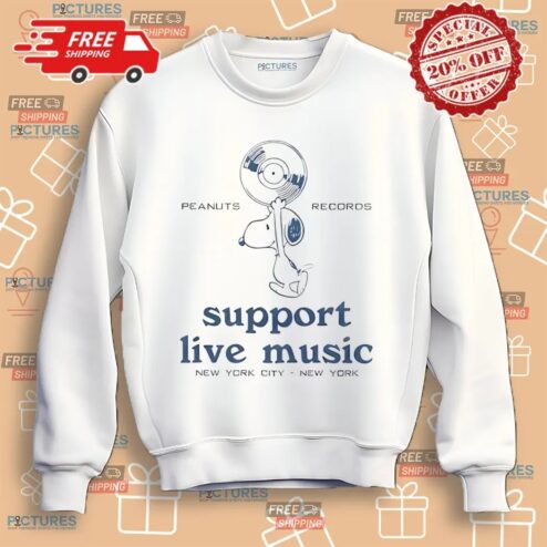 Snoopy Peanuts Records Support Live Music New York City Shirt