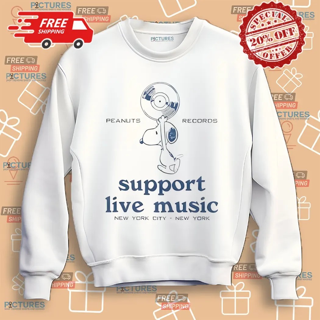 Snoopy Peanuts Records Support Live Music New York City Shirt