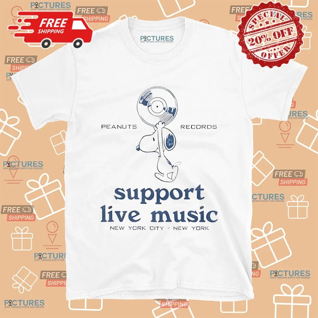 Snoopy Peanuts Records Support Live Music New York City Shirt