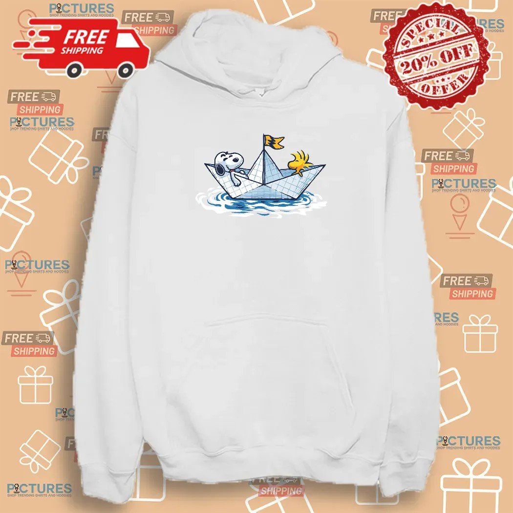 Snoopy and WoodStock Paper Boat Journey Shirt Snoopy and WoodStock Paper Boat Journey Shirt