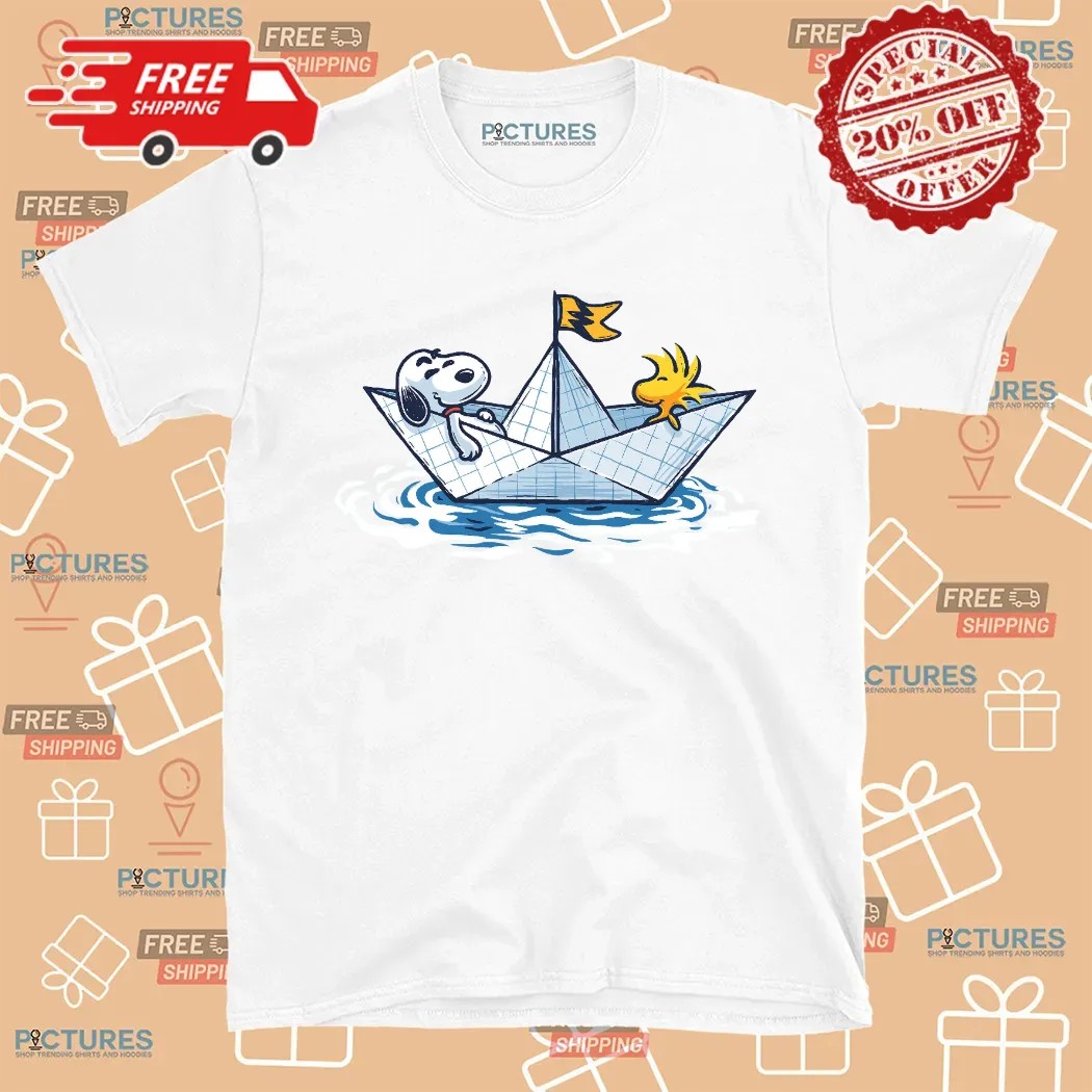 Snoopy and WoodStock Paper Boat Journey Shirt Snoopy and WoodStock Paper Boat Journey Shirt