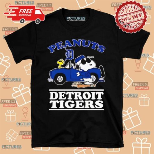 Snoopy and Woodstock Peanuts Detroit Tigers Car Shirt