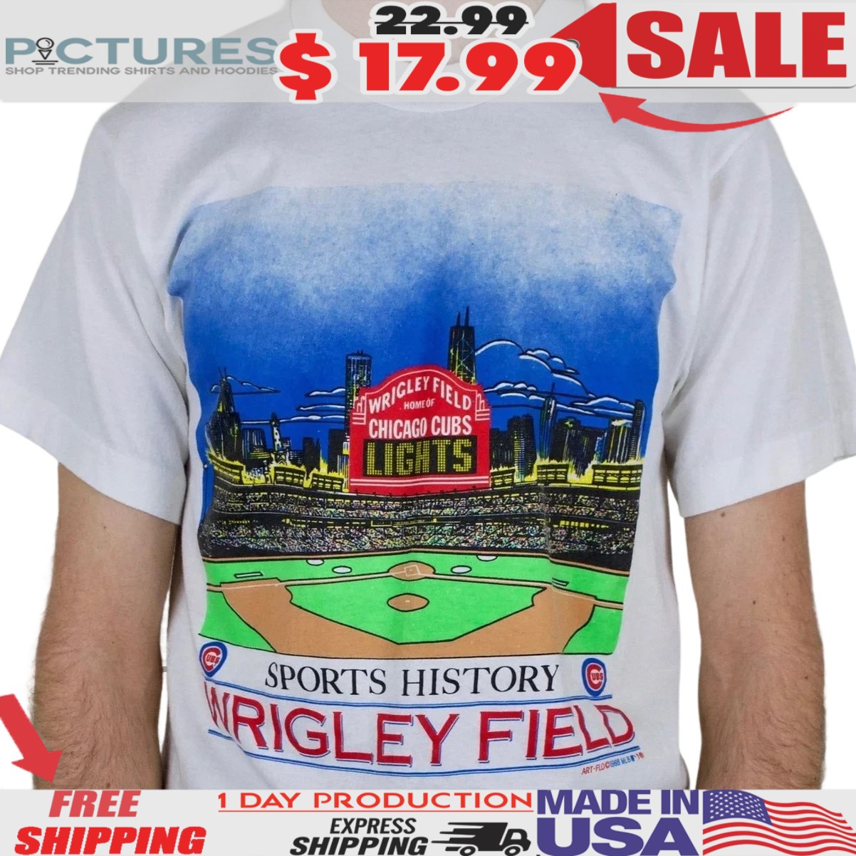 Sports History Wrigley Field Lights Chicago Cubs 1988 T Shirt