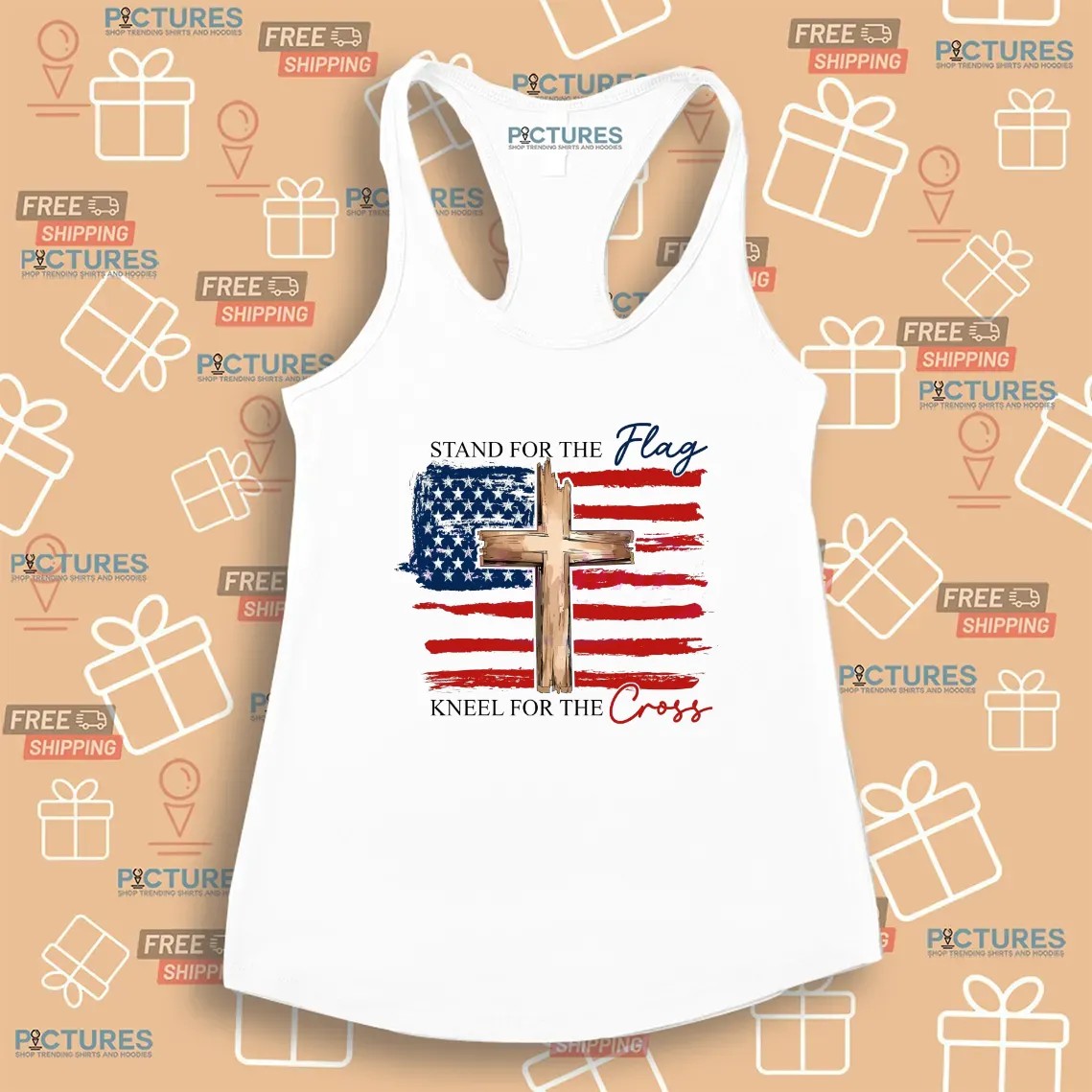 Stand For The Flag Kneel For The Cross American Flag Cross Christian Freedom 4th Of July T Shirt