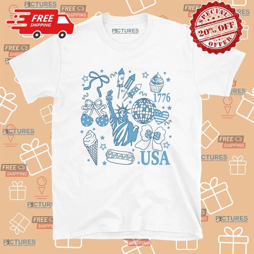 Statue Of Liberty America Coquette Preppy 4th Of July T Shirt
