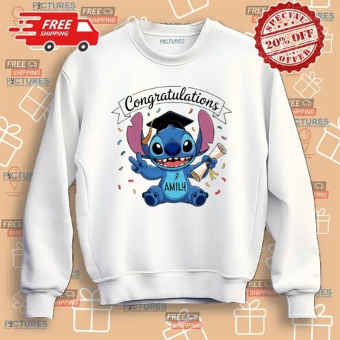Stitch Disney Cartoon Graduate Custom Name T Shirt