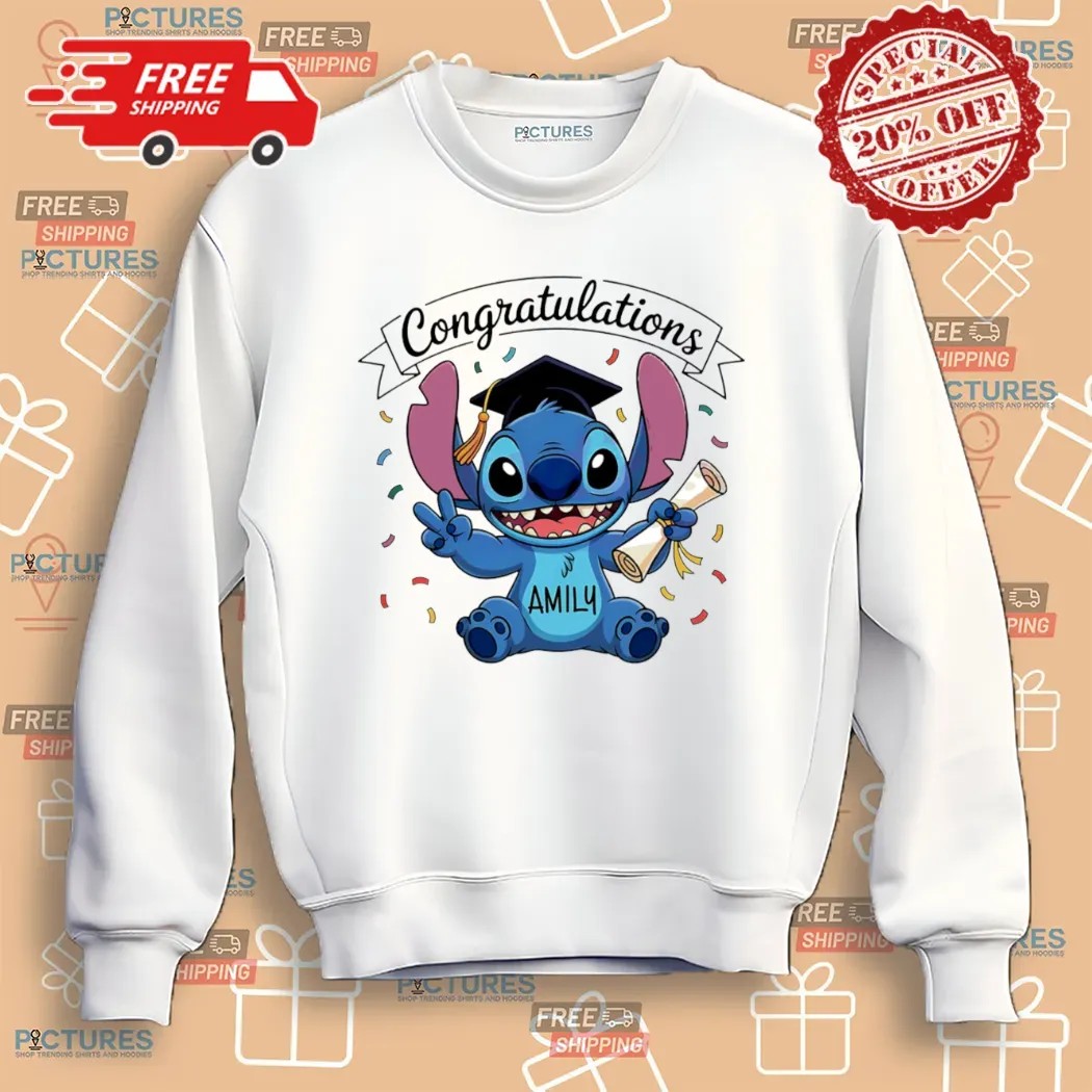 Stitch Disney Cartoon Graduate Custom Name T Shirt