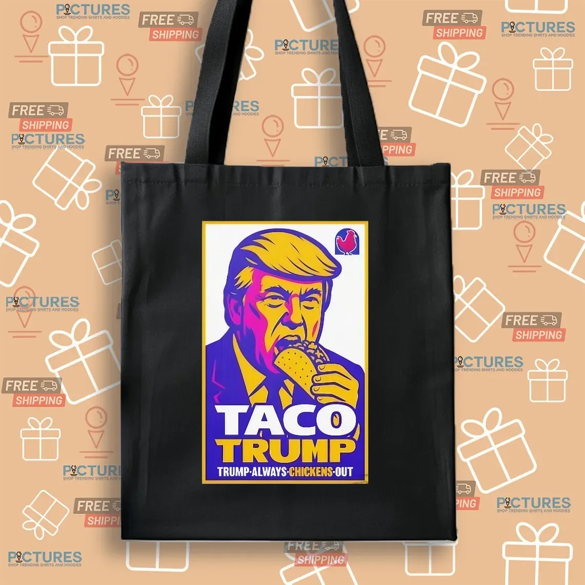 Taco Trump Taco Bell Trump Always Chickens Out Logo Parody T Shirt