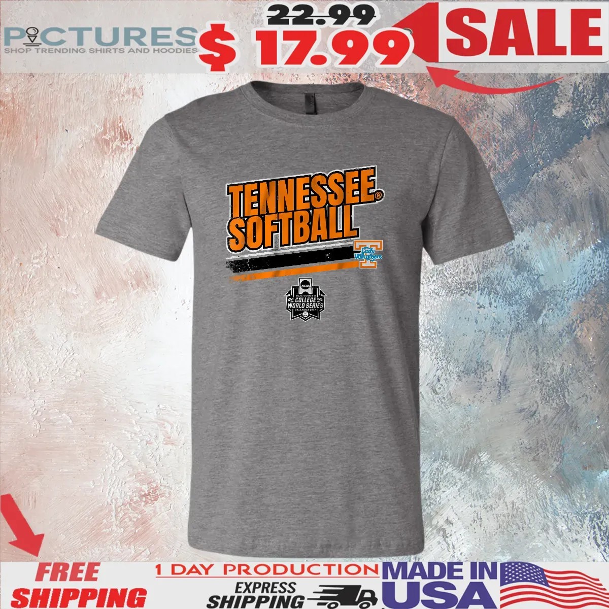 Tennessee Softball 2025 NCAA Women's College World Series Stripe T Shirt