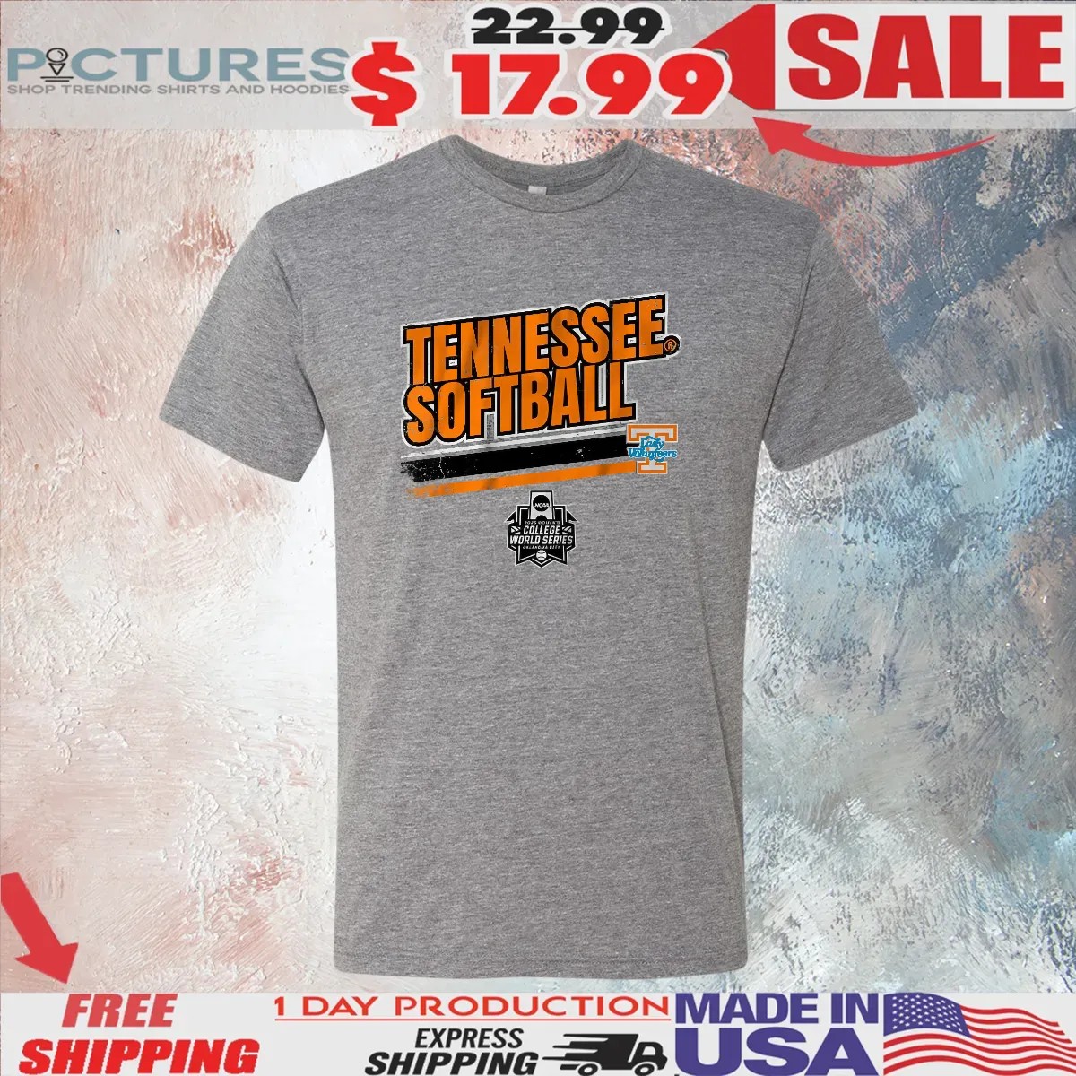 Tennessee Softball 2025 NCAA Women's College World Series Stripe T Shirt