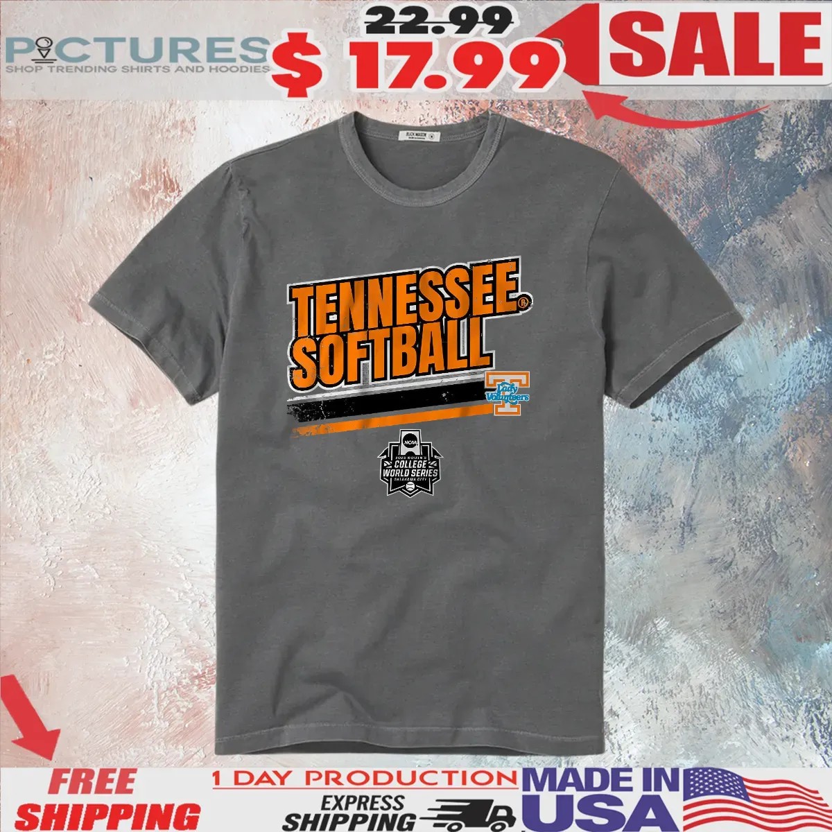 Tennessee Softball 2025 NCAA Women's College World Series Stripe T Shirt