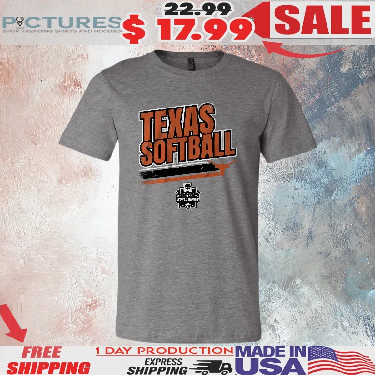 Texas Softball Women's College World Series NCAA 2025 Stripe T Shirt