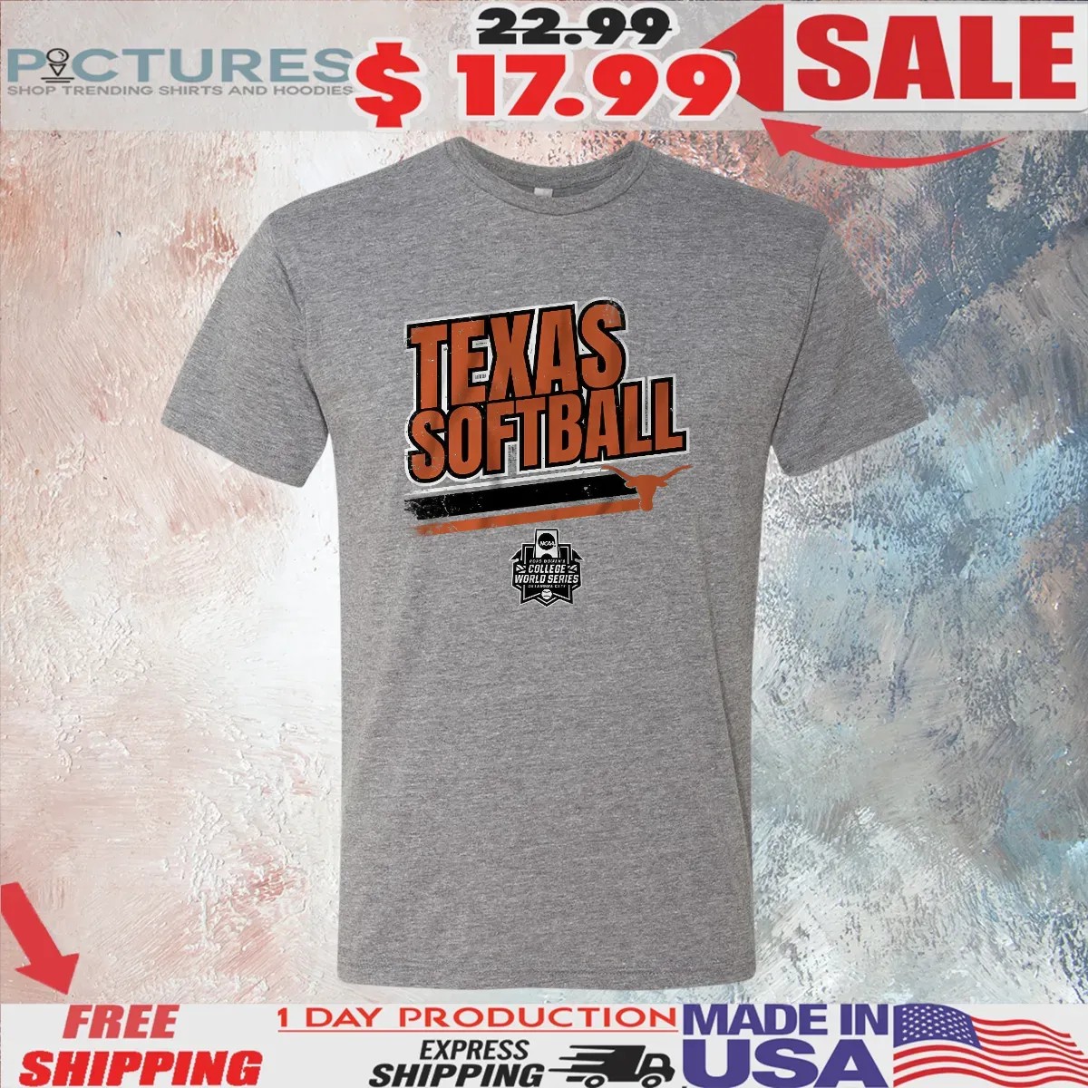 Texas Softball Women's College World Series NCAA 2025 Stripe T Shirt
