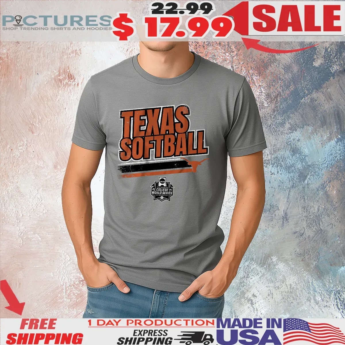 Texas Softball Women's College World Series NCAA 2025 Stripe T Shirt