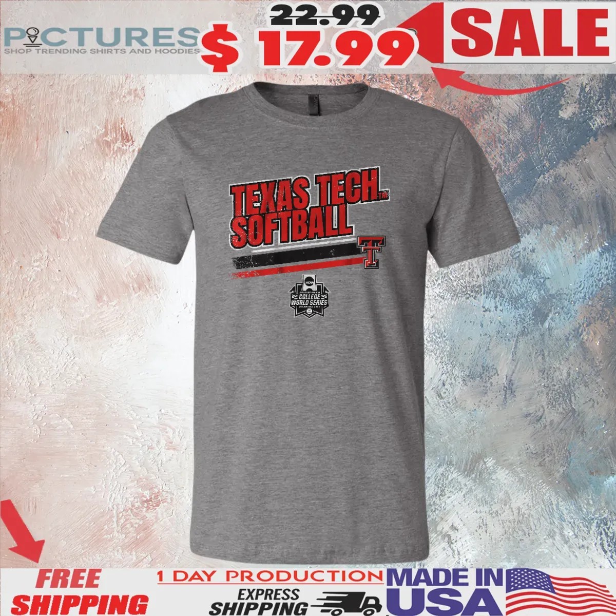 Texas Tech Softball 2025 NCAA Women's College World Series Stripe T Shirt