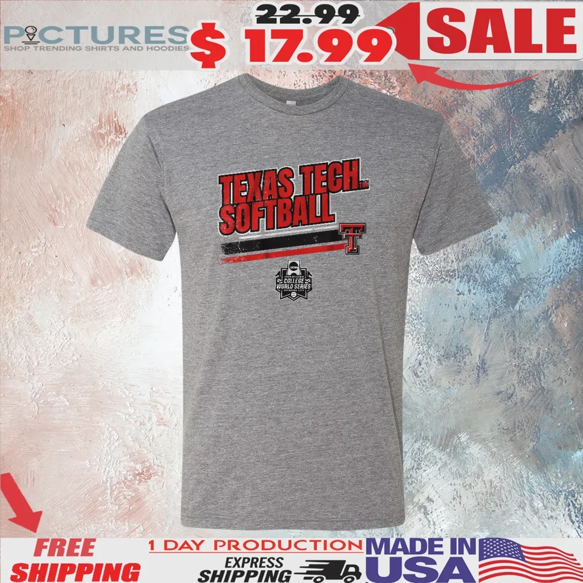 Texas Tech Softball 2025 NCAA Women's College World Series Stripe T Shirt