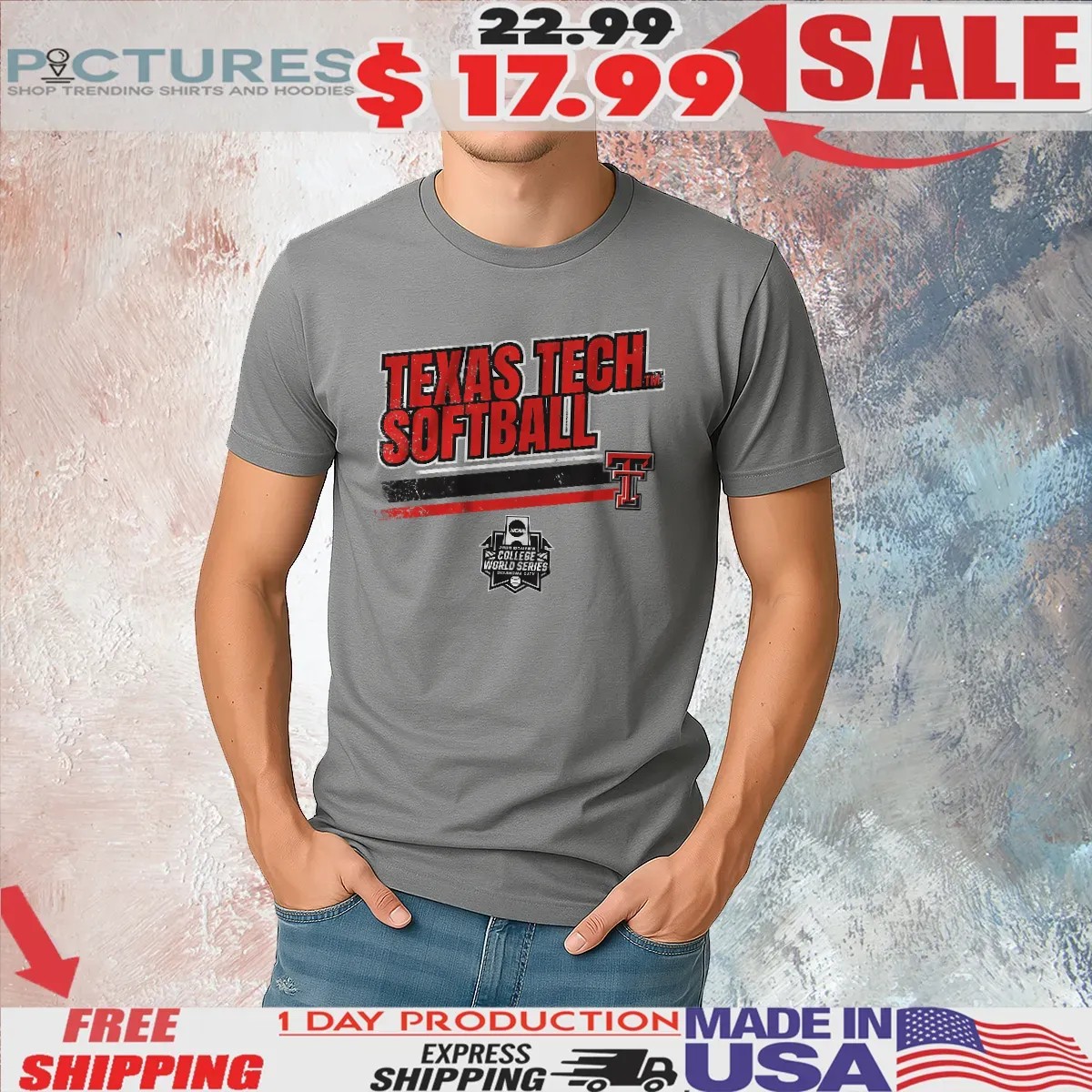 Texas Tech Softball 2025 NCAA Women's College World Series Stripe T Shirt