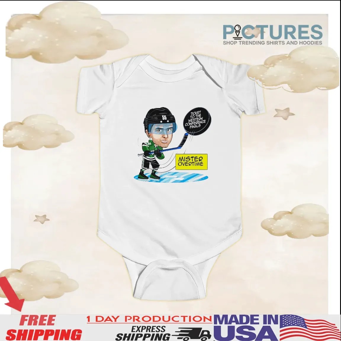 Thomas Harley Dallas Stars Mister Overtime Ticket To The Western Conference Finals Cartoon T Shirt