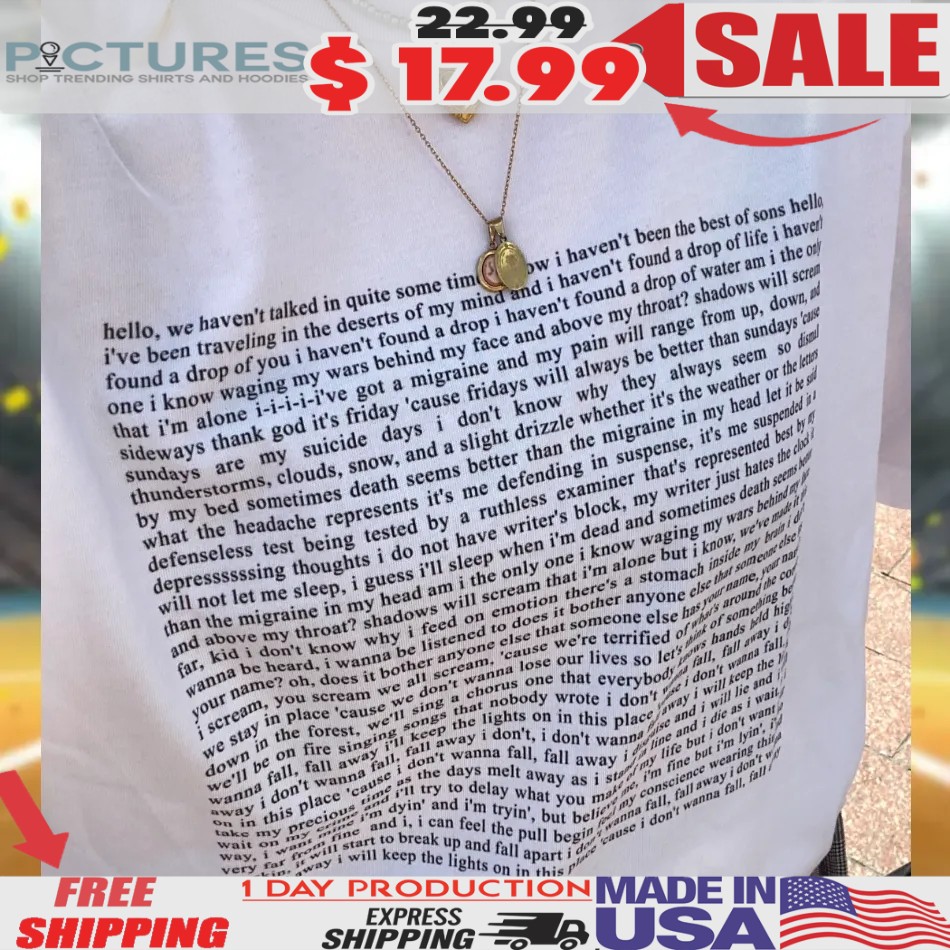 Twenty One Pilots With A Pen Lyrics Hello We Haven't Talked In Quite Some Time Shirt