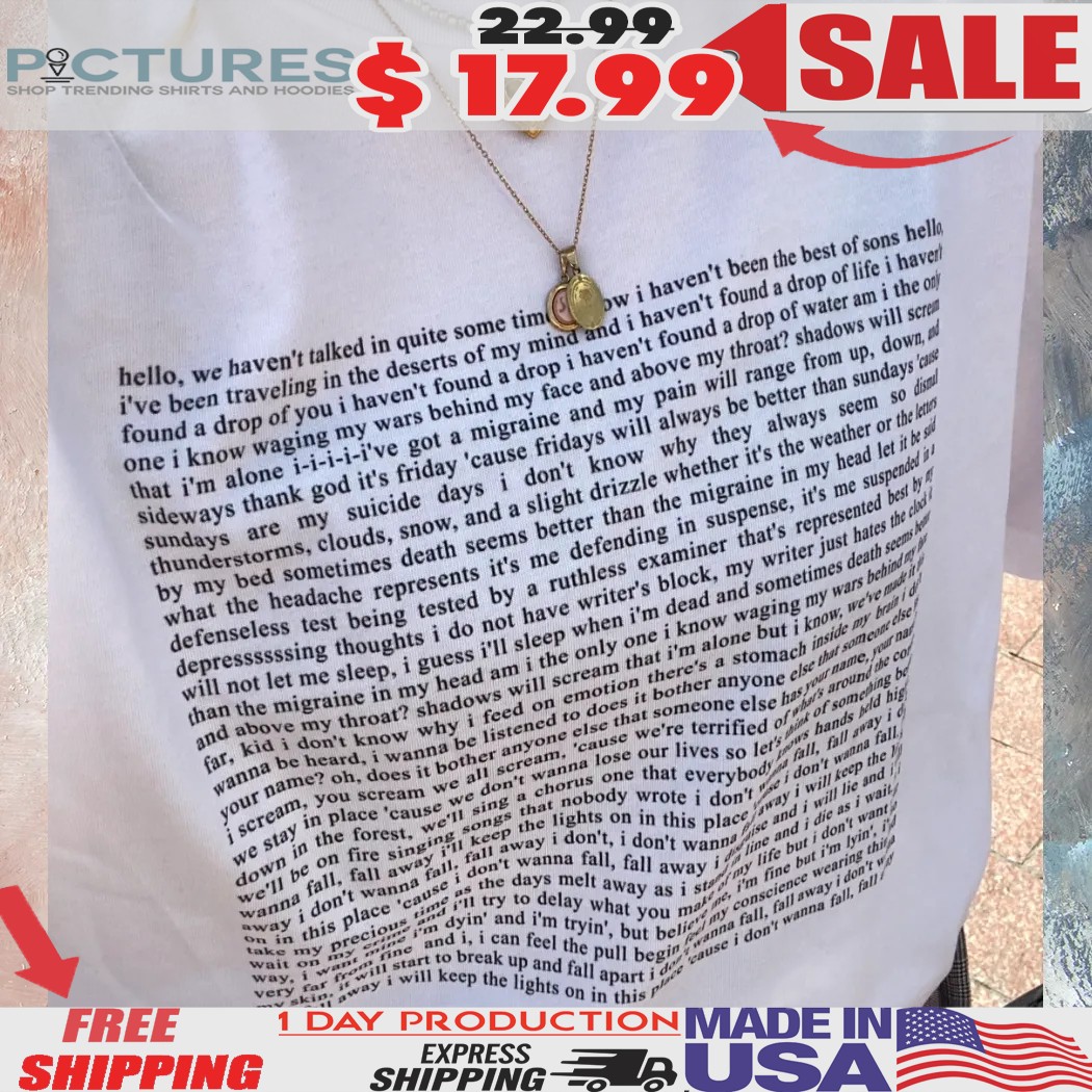 Twenty One Pilots With A Pen Lyrics Hello We Haven't Talked In Quite Some Time Shirt