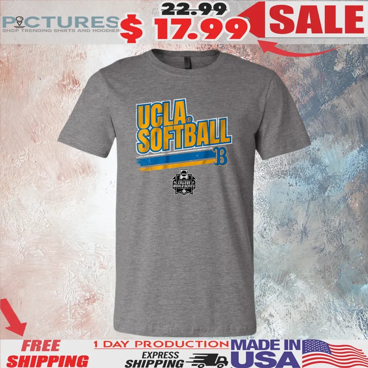 UCLA Softball 2025 NCAA Women's College World Series Stripe T Shirt