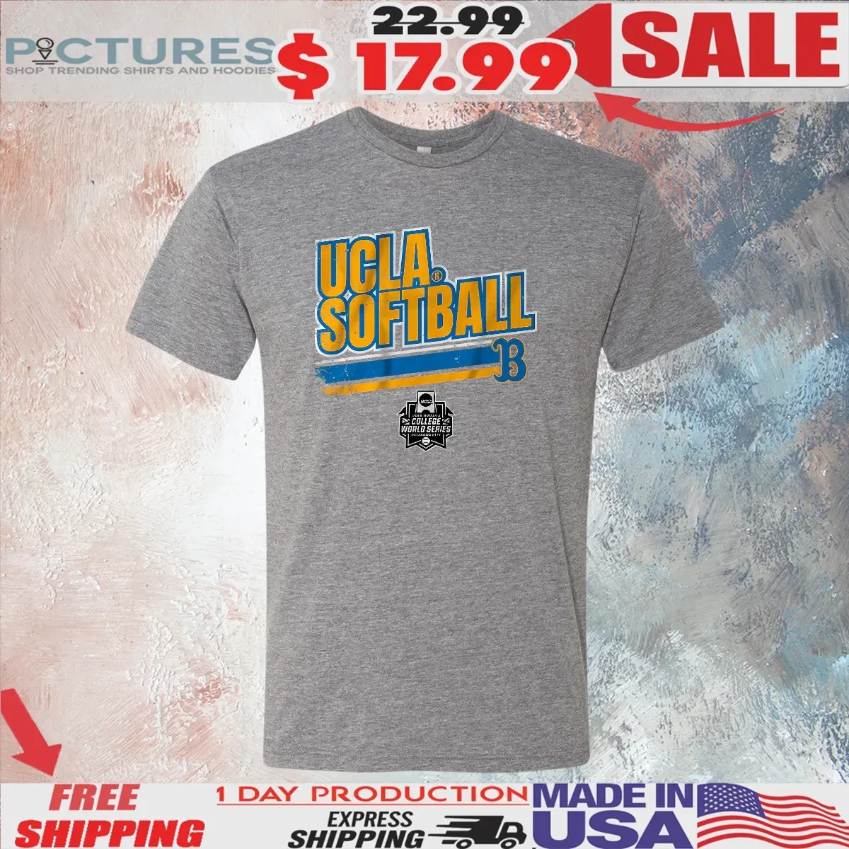 UCLA Softball 2025 NCAA Women's College World Series Stripe T Shirt