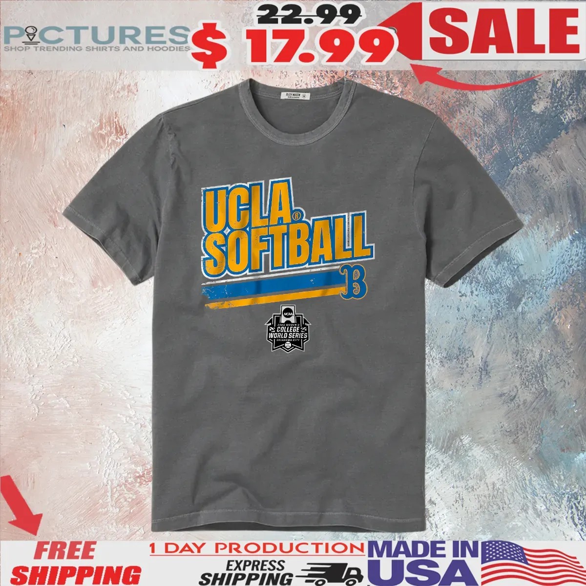 UCLA Softball 2025 NCAA Women's College World Series Stripe T Shirt