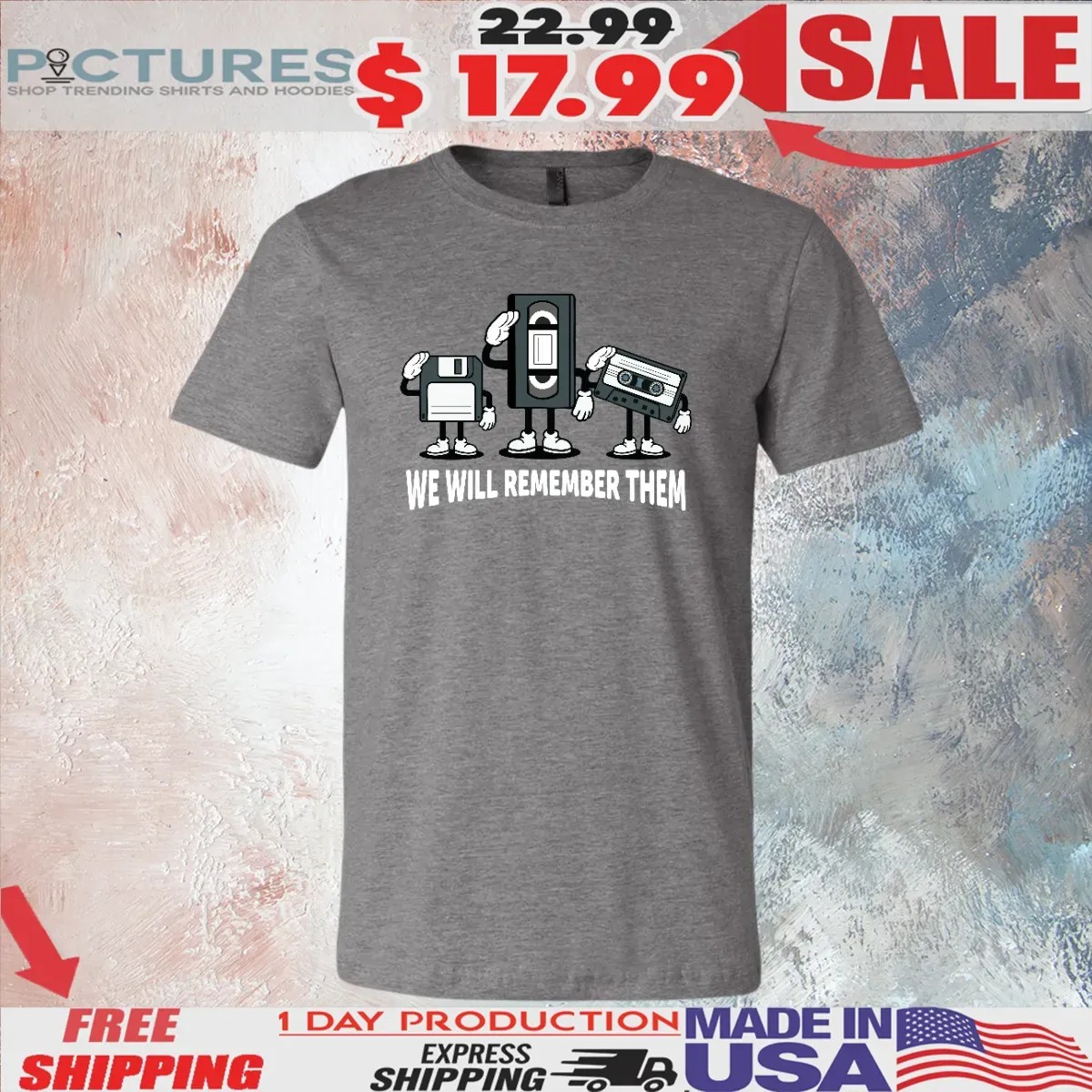 Vhs Cassette Floppy Disk We Will Remember Them T Shirt