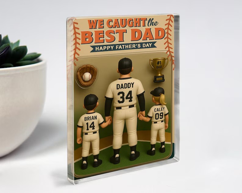 We Caught The Best Dad Custom Fathers Day Figure Acrylic Block