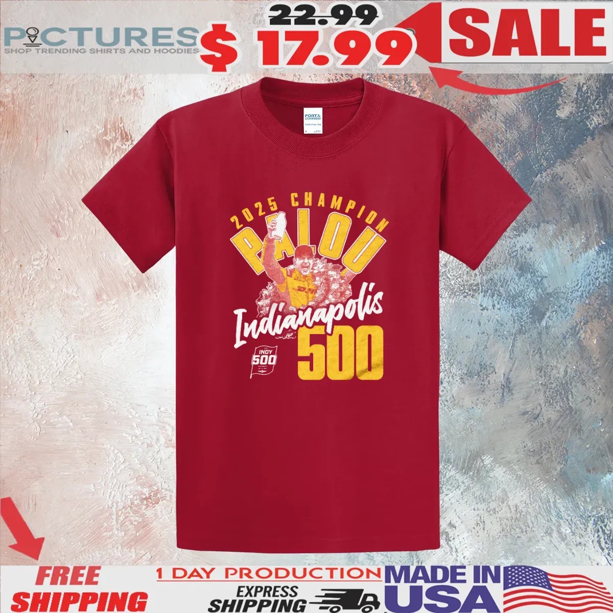 2025 Champion Alex Palou Indianapolis 500 T Shirt