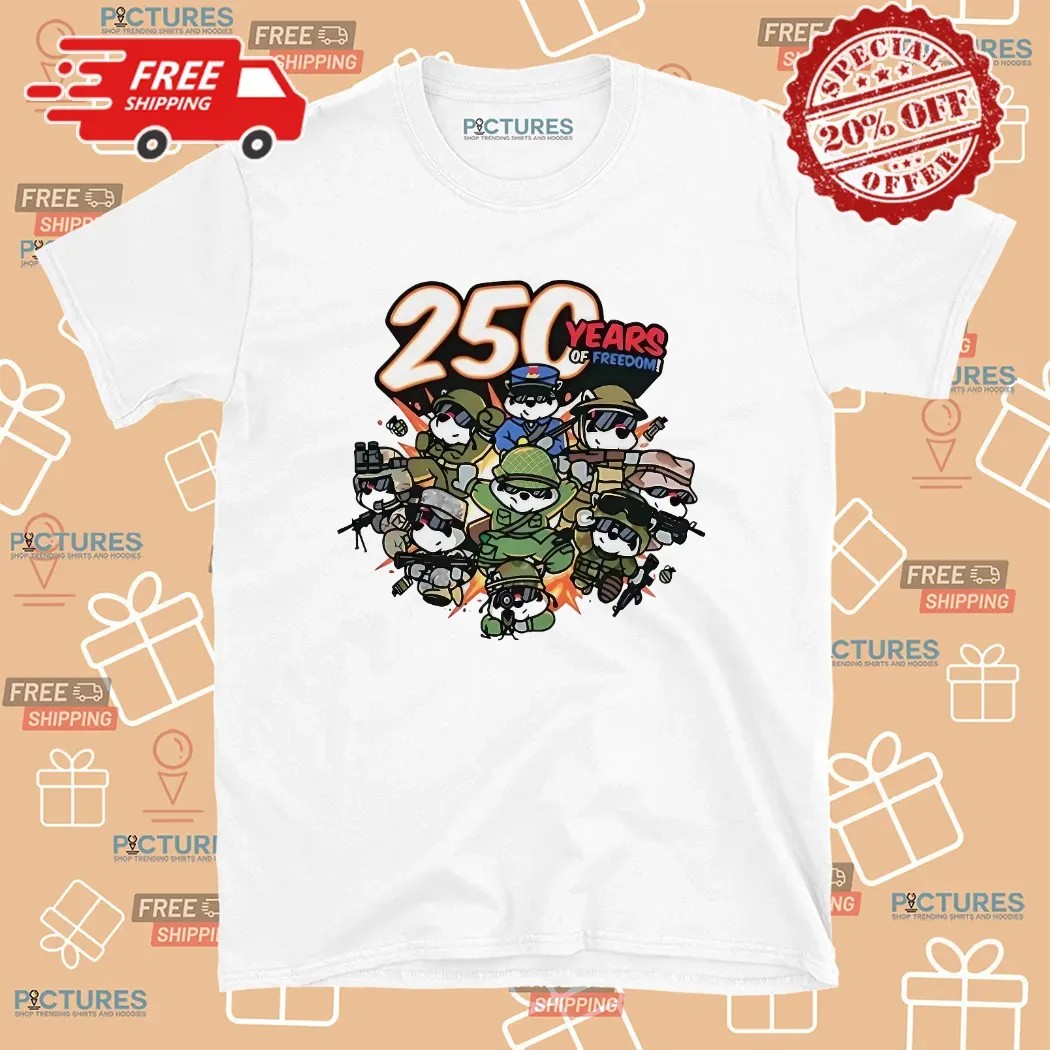 250 Years of Freedom Cute Patriotic Military Graphic T Shirt