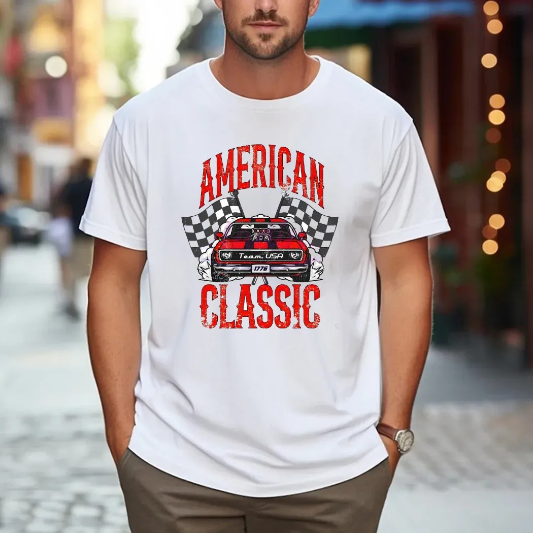 4th Of July American Classic Car Racing Team Usa 1776 T Shirt