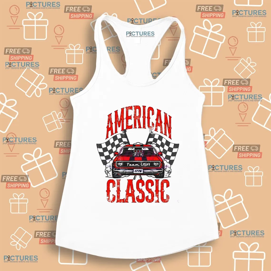 4th Of July American Classic Car Racing Team Usa 1776 T Shirt