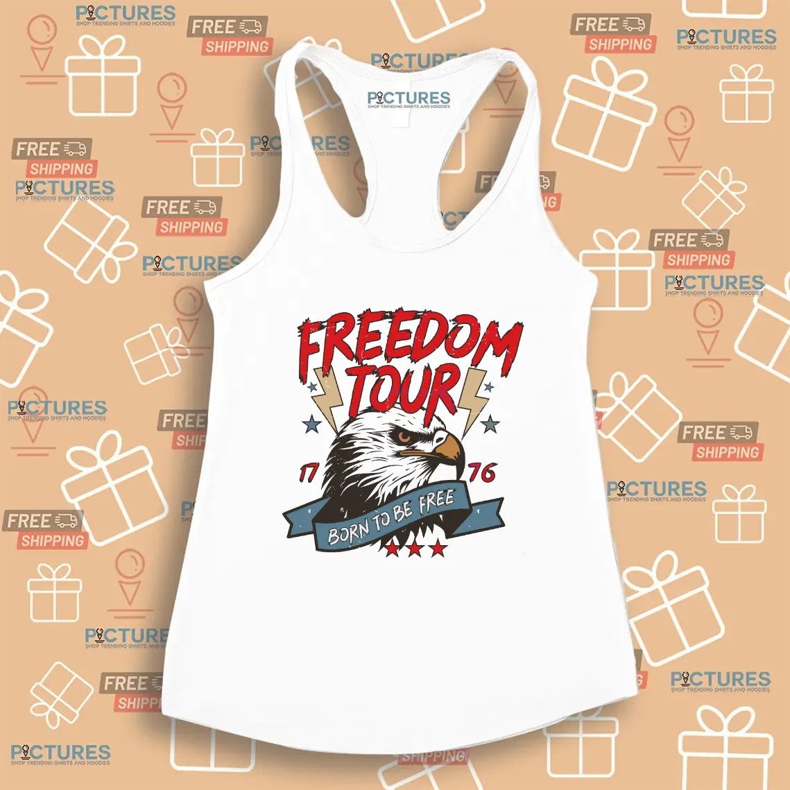 4th Of July Freedom Tour Born To Be Free Eagle Est 1776 T Shirt