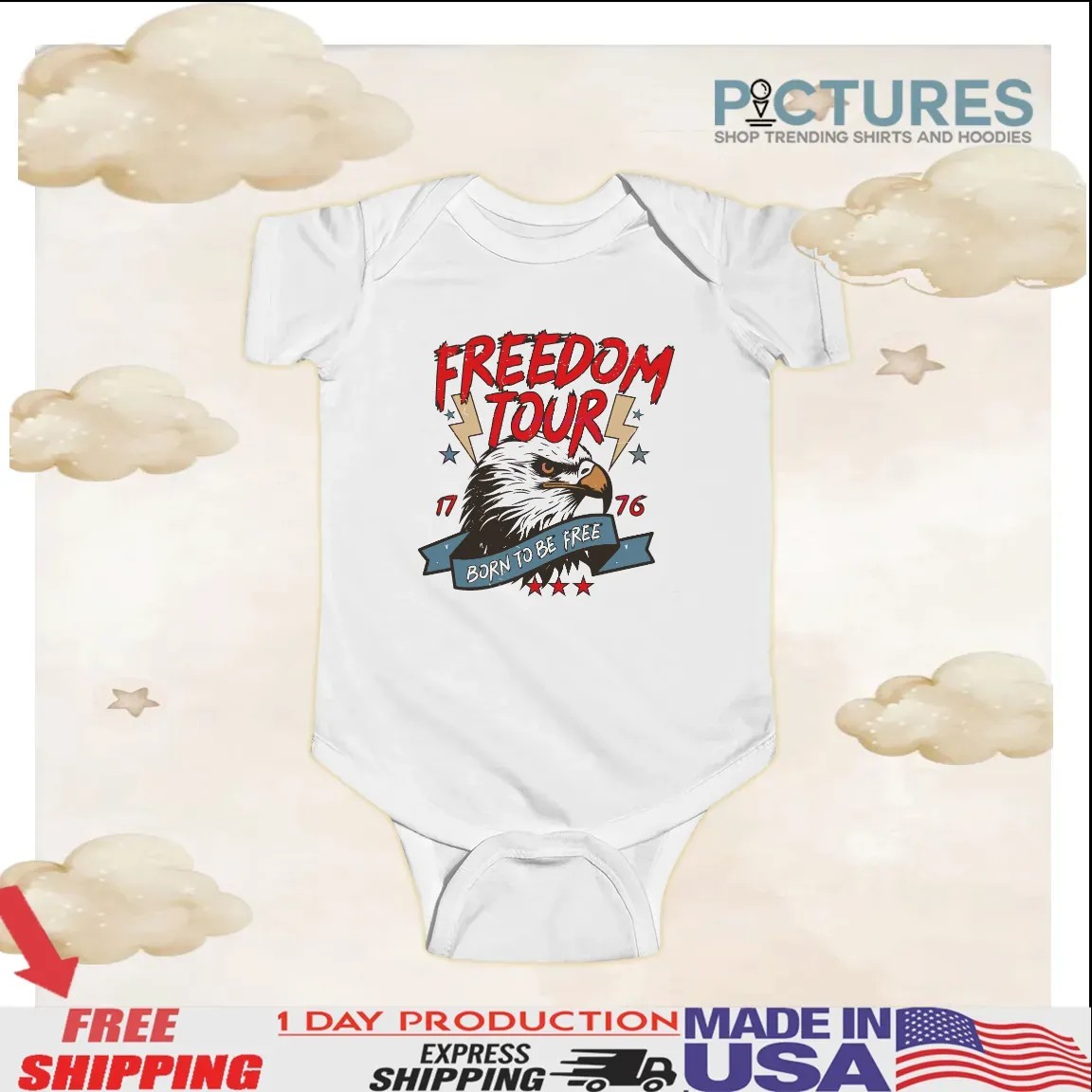 4th Of July Freedom Tour Born To Be Free Eagle Est 1776 T Shirt