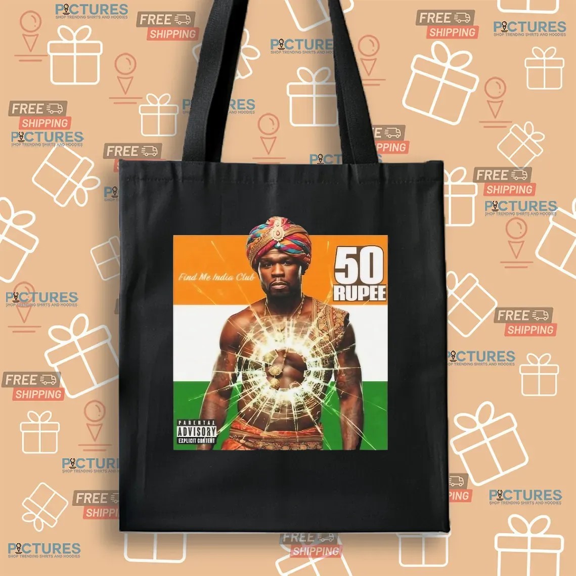 50 Cent 50 Rupee Find Me India Club Get Rich or Die Tryin' Parody T Shirt