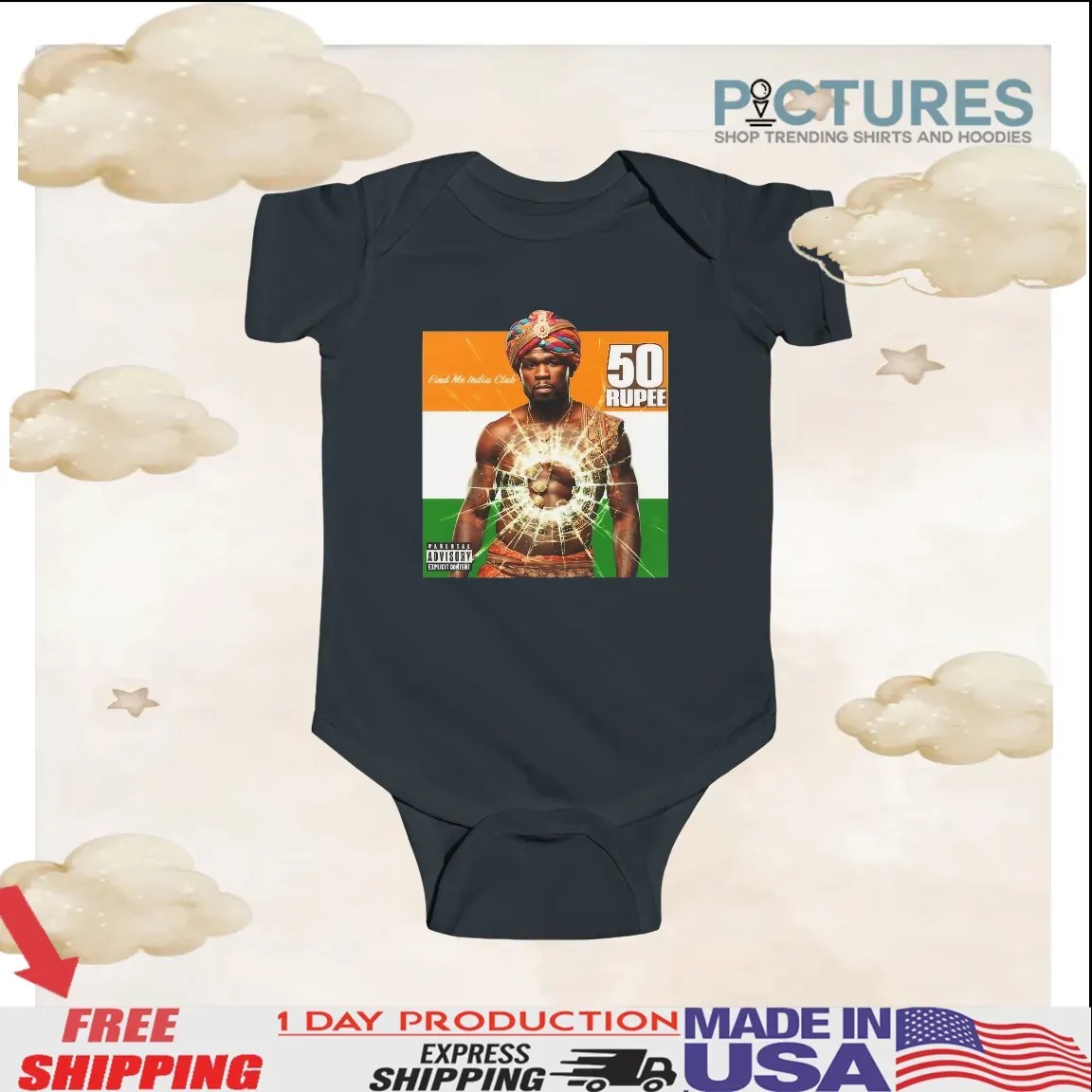 50 Cent 50 Rupee Find Me India Club Get Rich or Die Tryin' Parody T Shirt