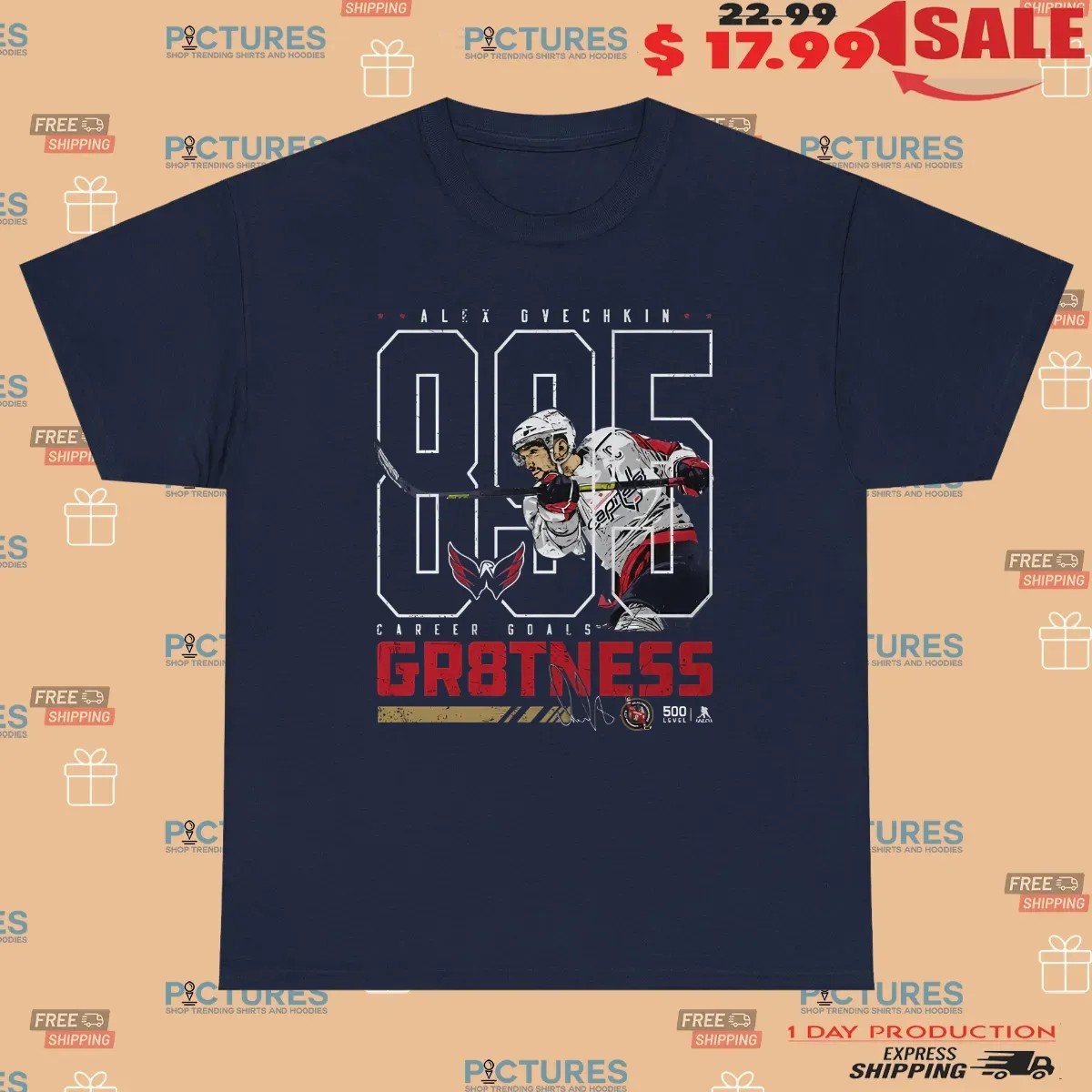 Alex Ovechkin Washington Capitals Hockey 895 Career Goals Gr8tness Outline Signature T Shirt