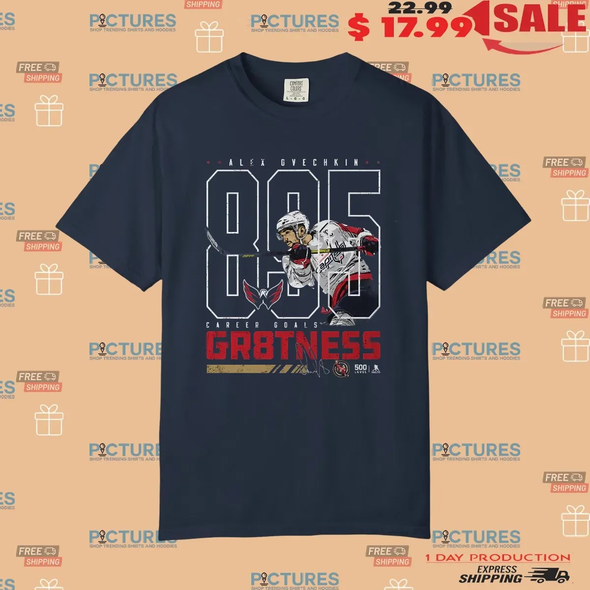 Alex Ovechkin Washington Capitals Hockey 895 Career Goals Gr8tness Outline Signature T Shirt